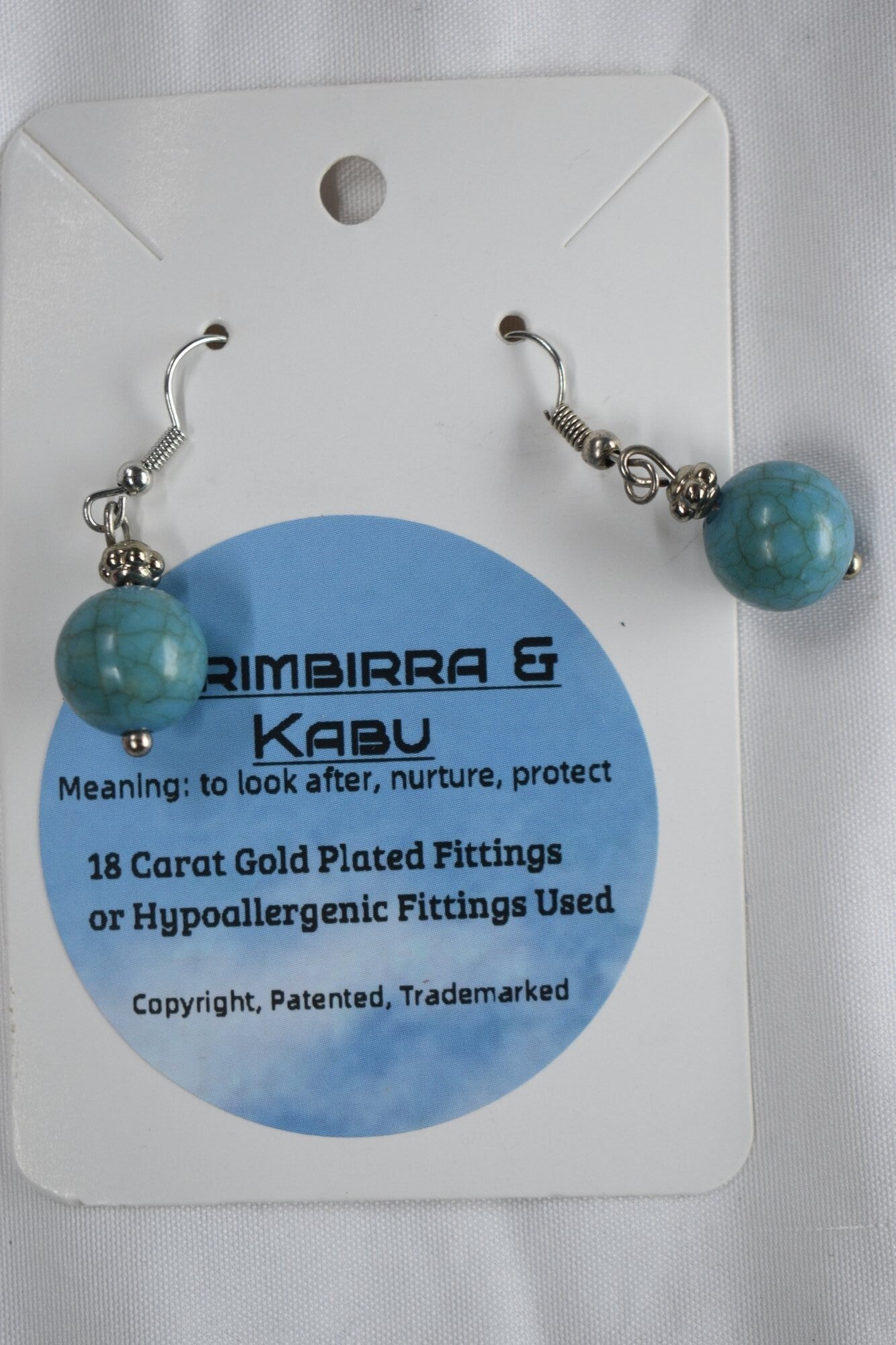 Beaded Jewellery - Round Bead Drop Beaded Earrings - Turquoise