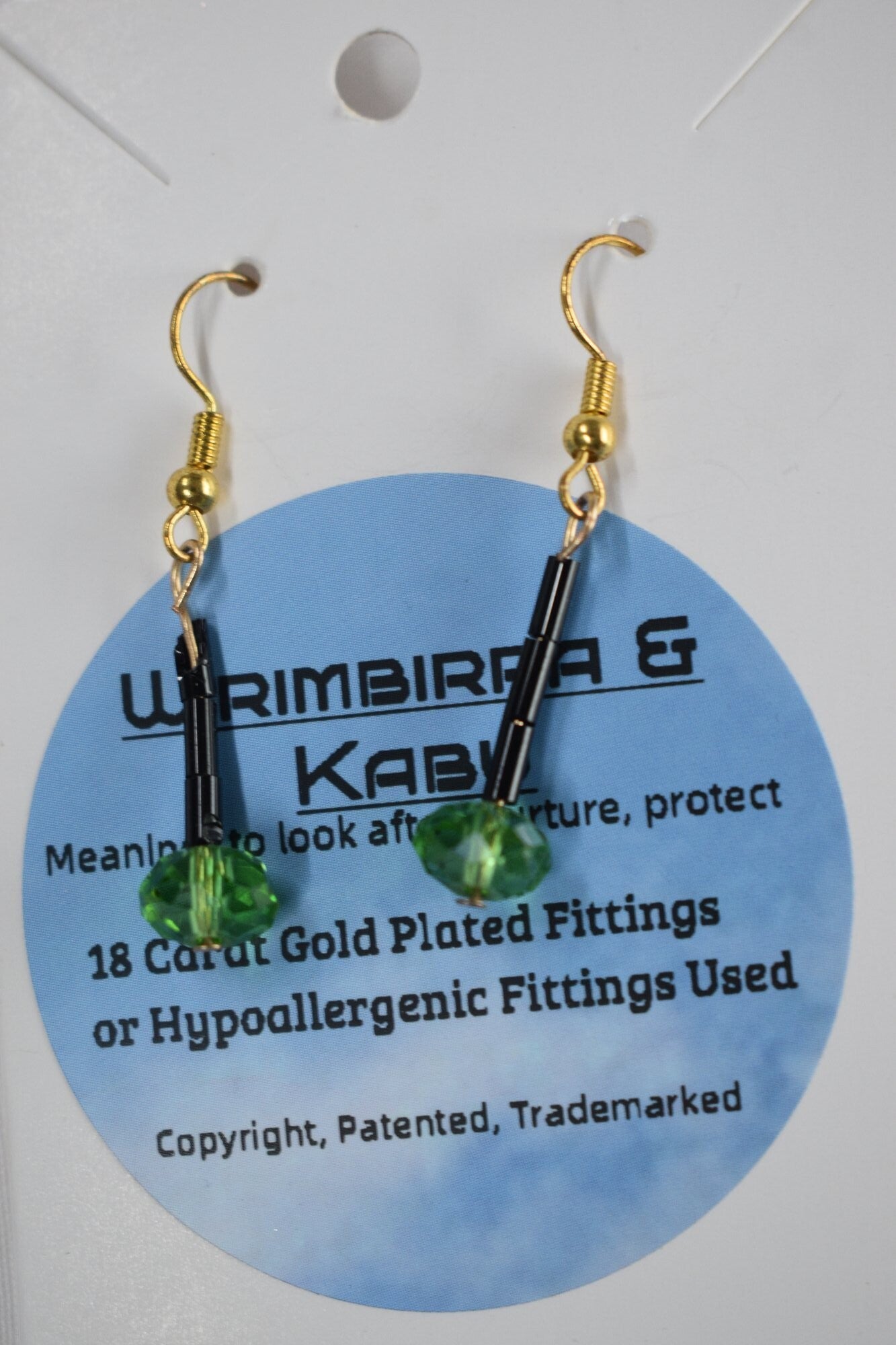 Bar Drop With Crystal Bead Beaded Earrings - Green Crystal