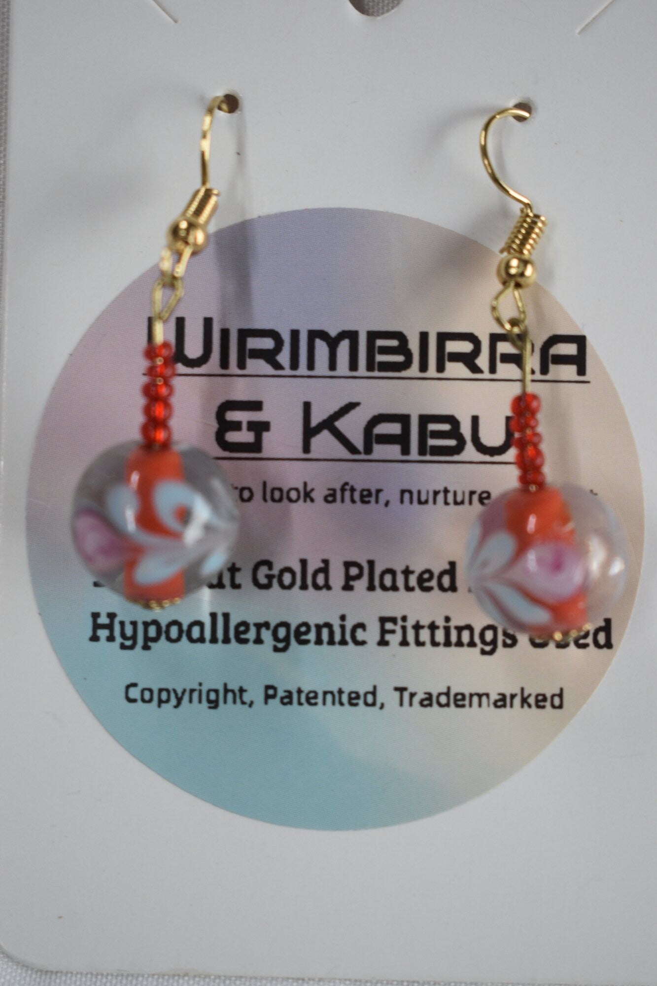 Glass Bead Drop Beaded Earrings - Red Seed Beads