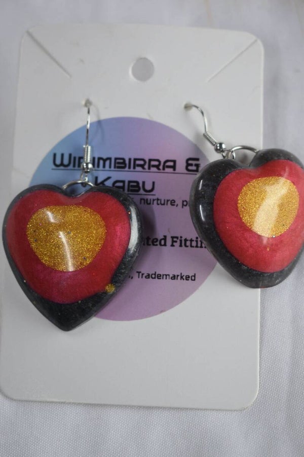 Square Diamond Dangle Resin Earrings - Red