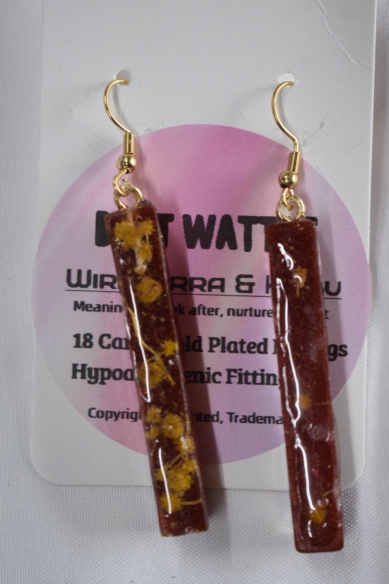 Be It Wattle Long Rectangle Bar Earrings - Dark Red & Burgundy