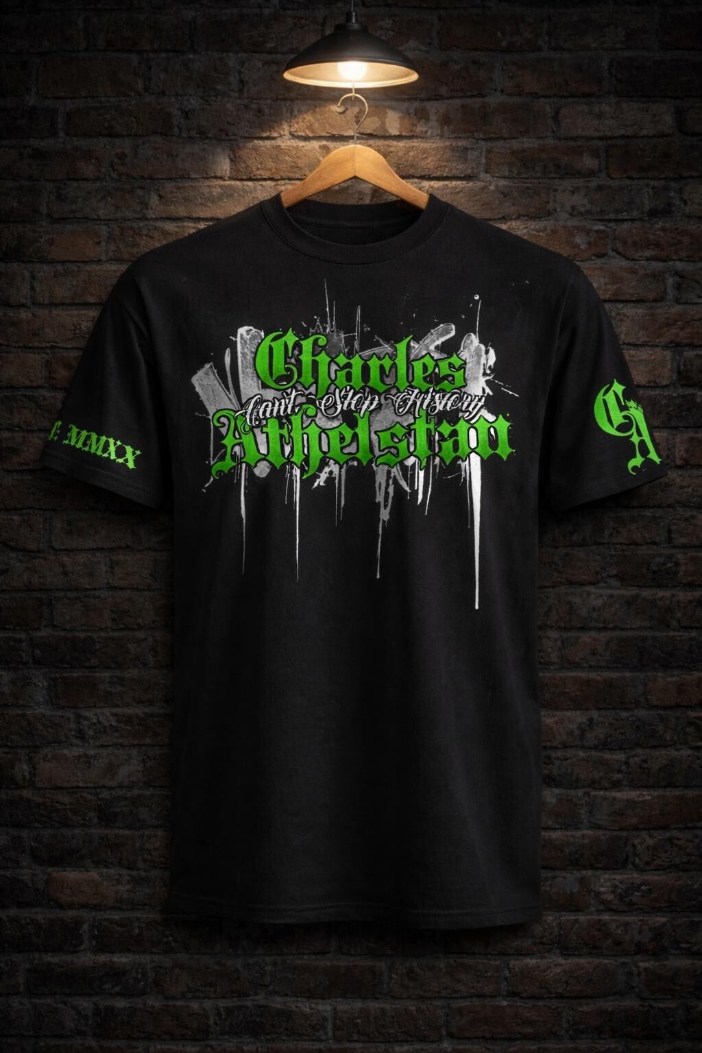 Premium Black & Lime Green drip T-Shirt