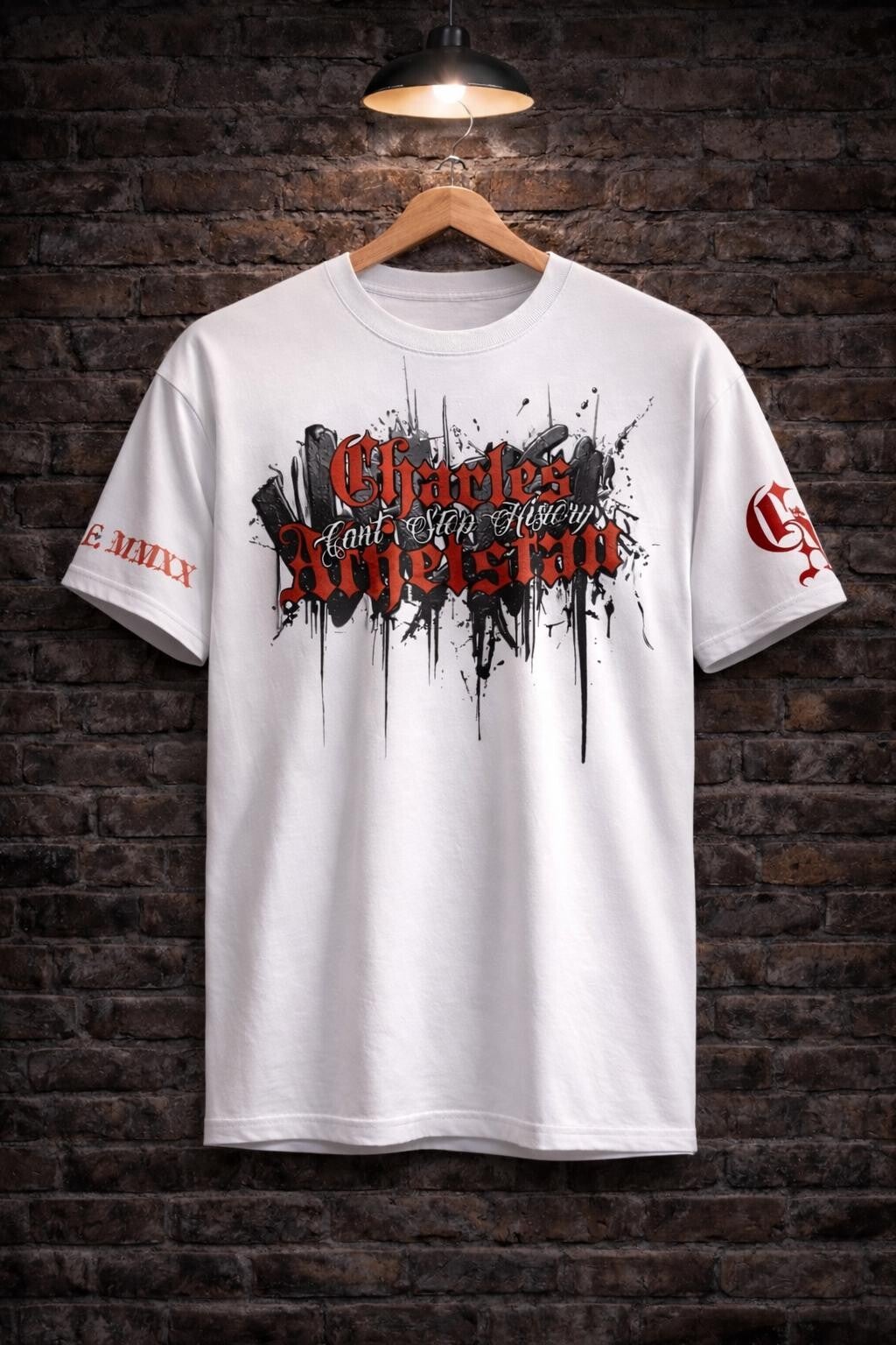 Premium White & Red Dripping Tee