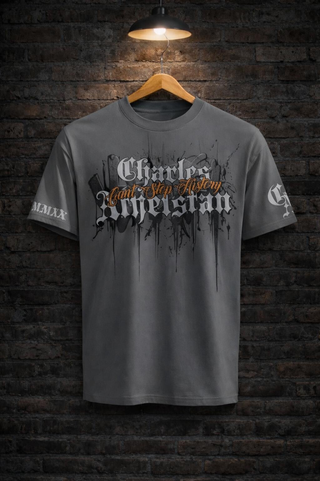 Premium Grey, White & Gold Drip Tee