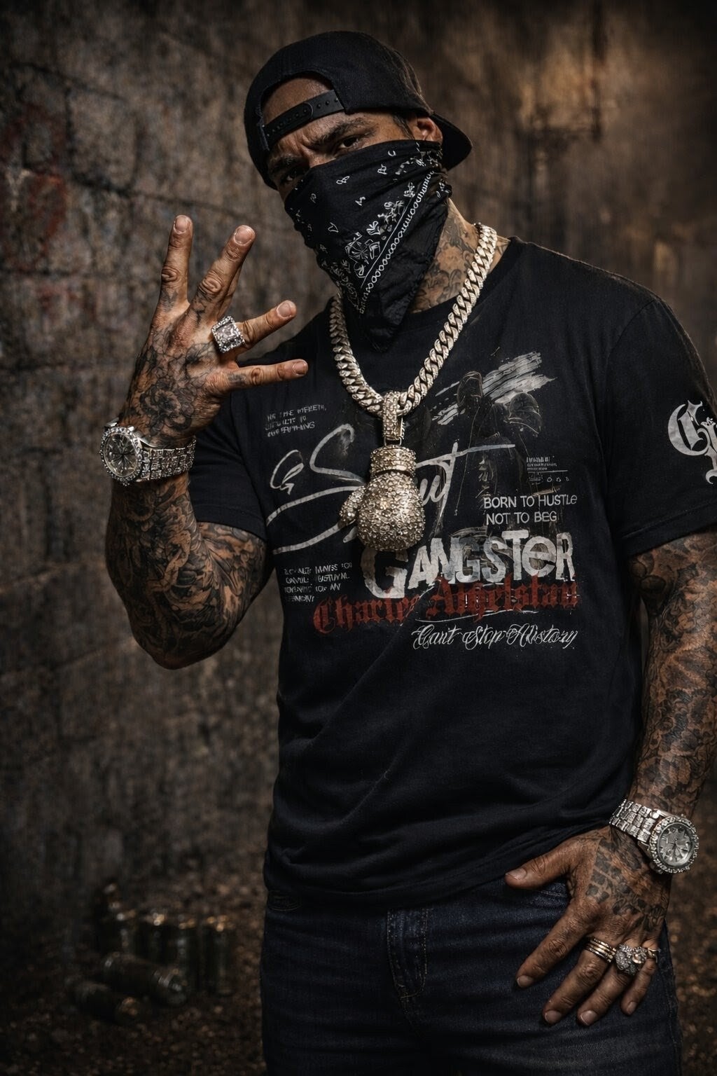 Premium Black Gangster T-Shirt