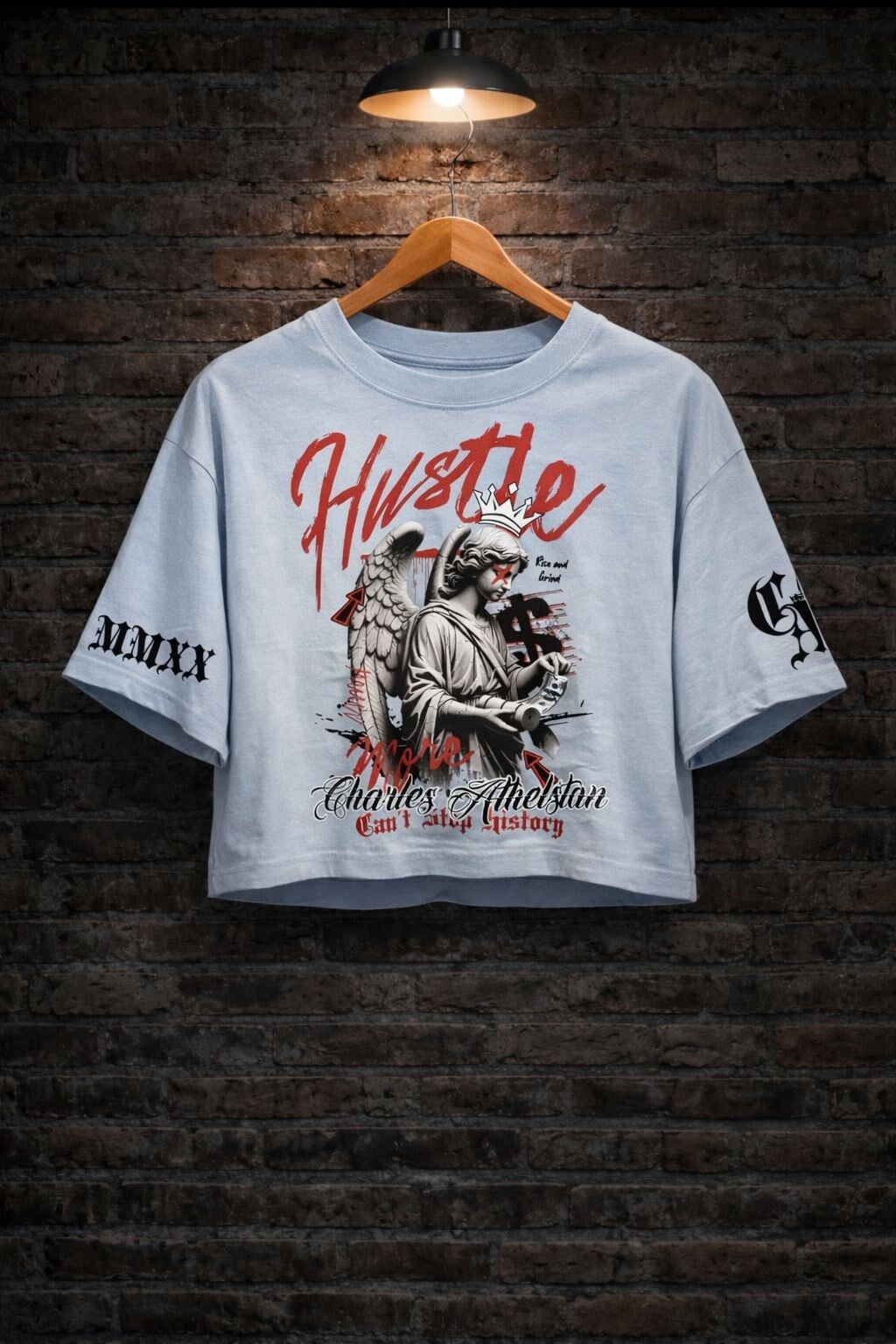 Women's Heavyweight Washed Denim Cropped Tee