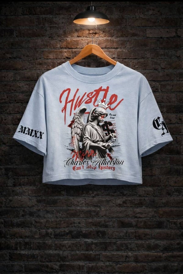 Women's Heavyweight Washed Denim Cropped Tee