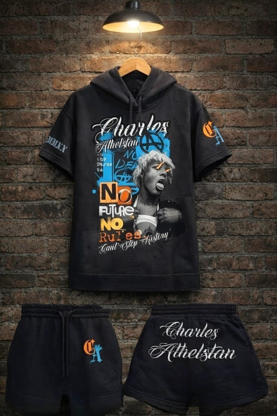 Women's Black Hooded Sweatshirt & Short Set