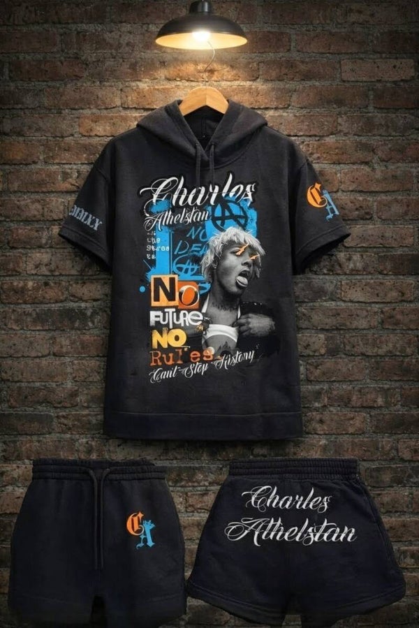 Women's Black Hooded Sweatshirt & Short Set