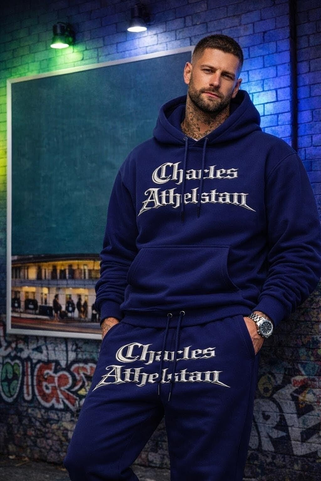 Men's Premium Navy blue & Silver Tracksuit