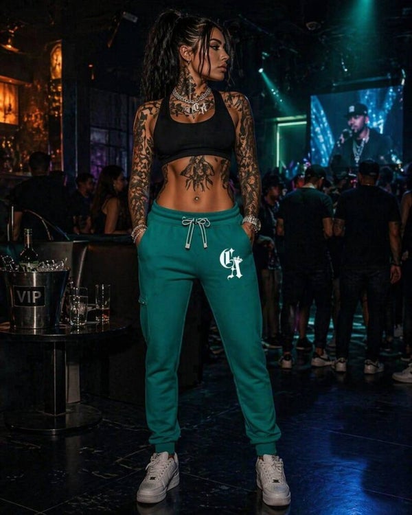 Women's Energized Green/White Joggers