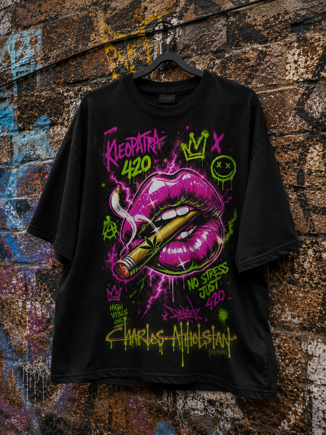 Unisex Oversize tee Black Vibrant Lips Tee