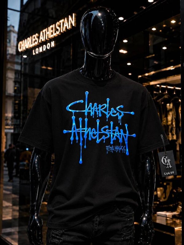 Unisex Oversize tee Black & Blue Foil