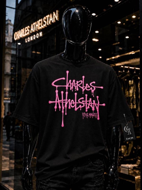 Unisex Oversize tee Black & Pink Foil