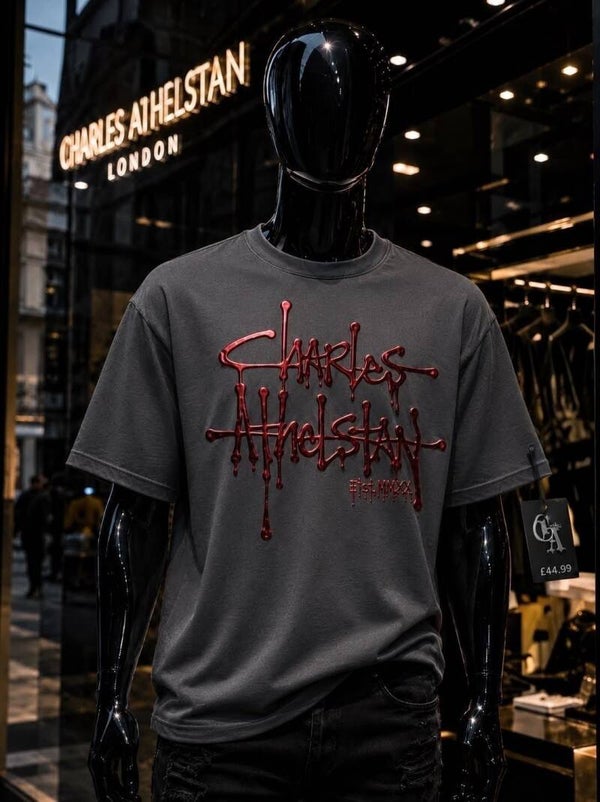 Unisex Oversize tee Iron Grey & Red Foil