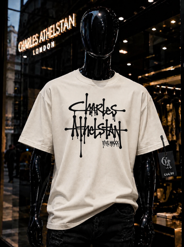 Unisex Oversize tee Ivory & Black