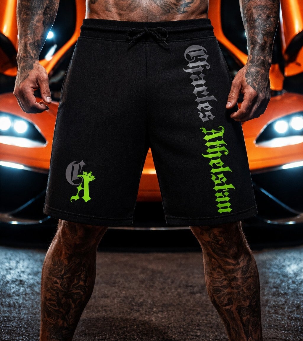.Men's Black Two Tone Grey/Green Shorts.