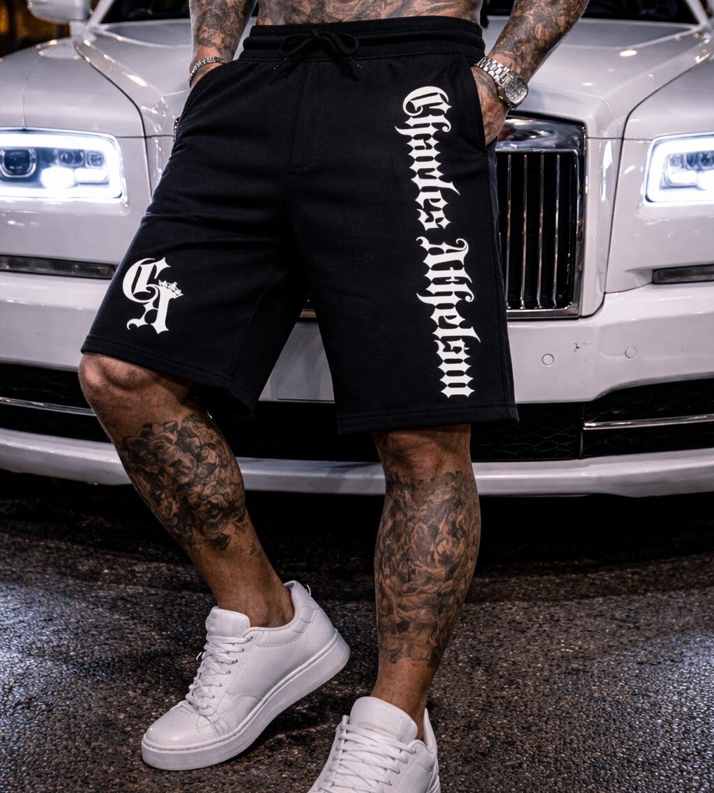 .Men's Black & White Shorts.