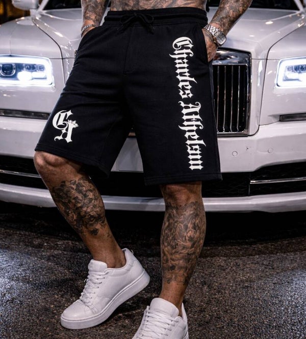 .Men's Black & White Shorts.
