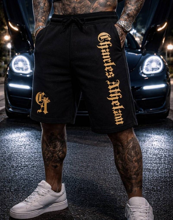 .Men's Black & Gold Shorts.