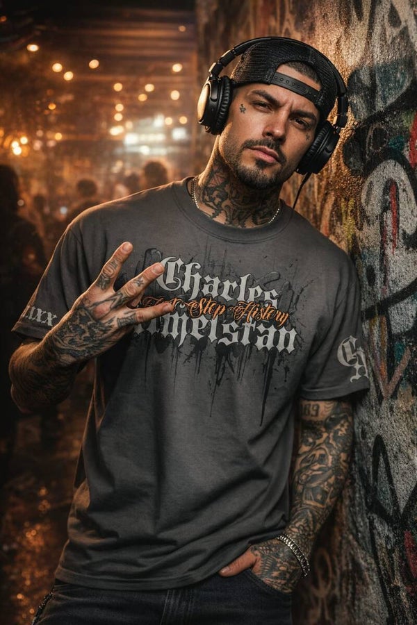 Premium Grey, White & Gold Drip Tee
