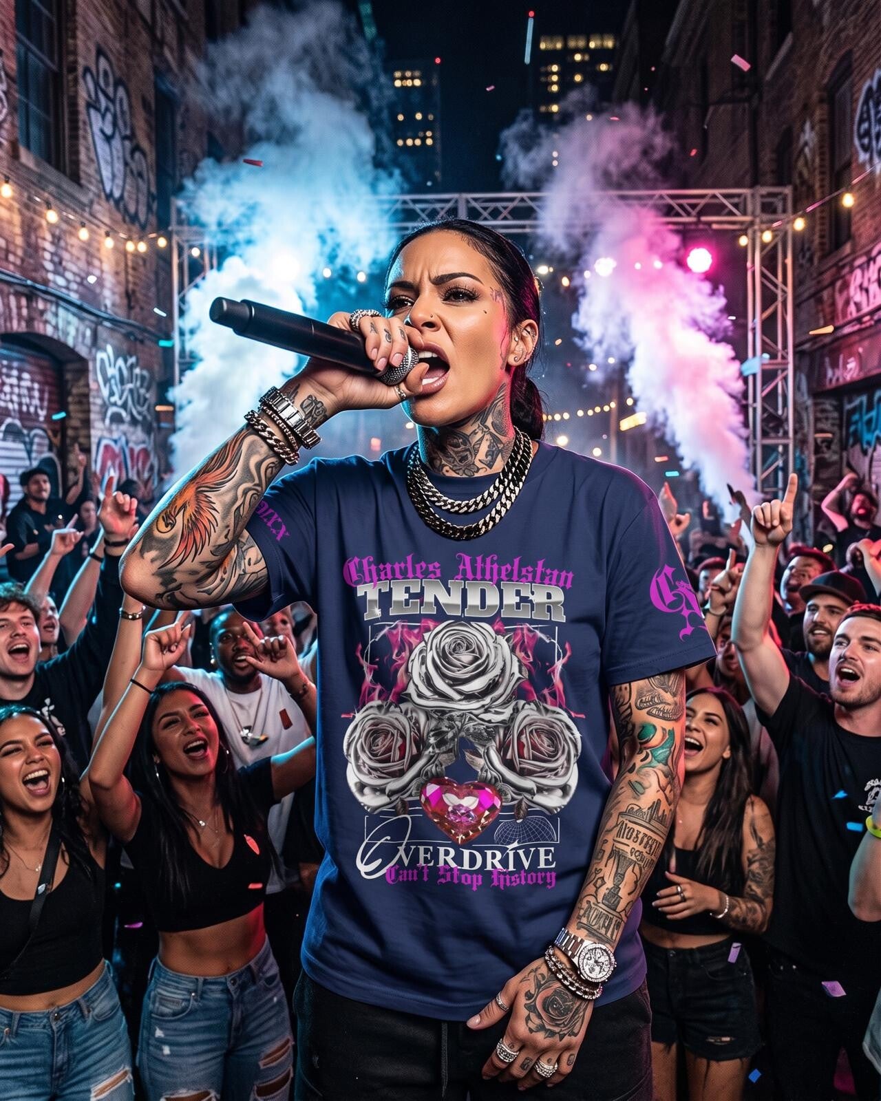 Women's. Navy/Pink Tender Tee