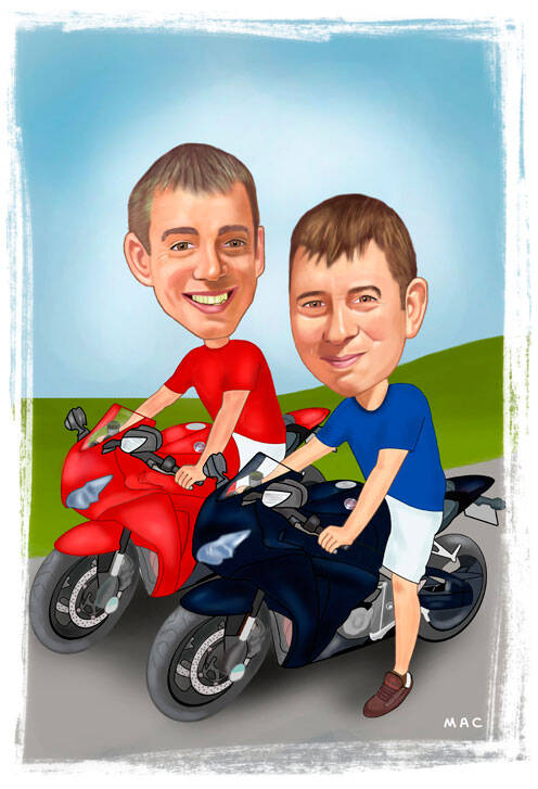 Fun motorbike caricature