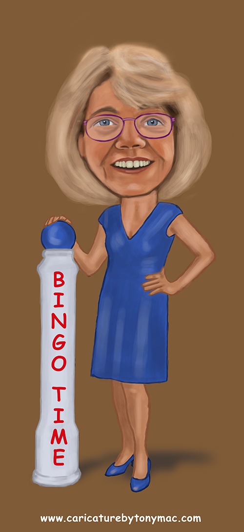 Blue Bingo Lady Caricature