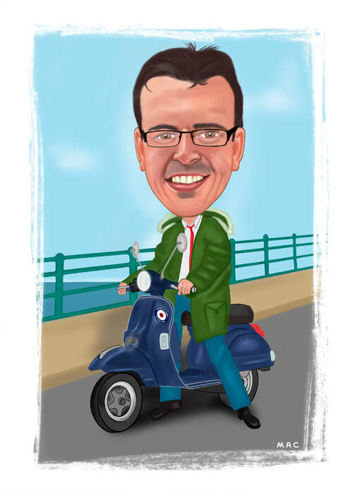 Mod Scooter Caricature