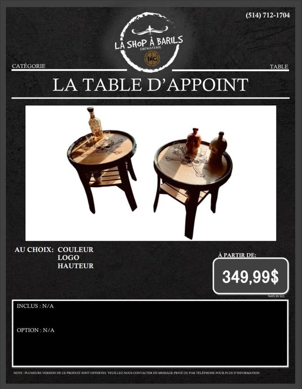 LA TABLE D'APPOINT