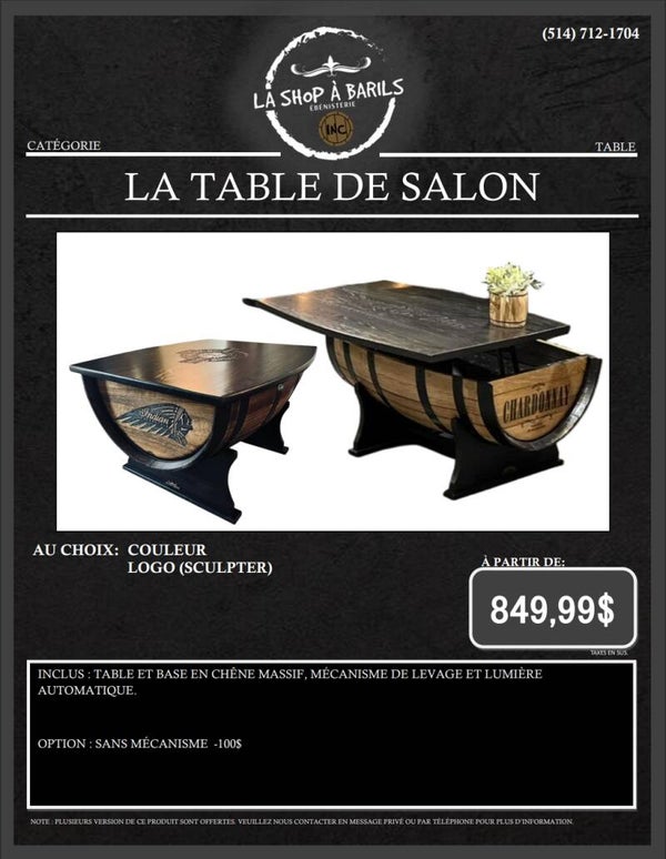 LA TABLE DE SALON