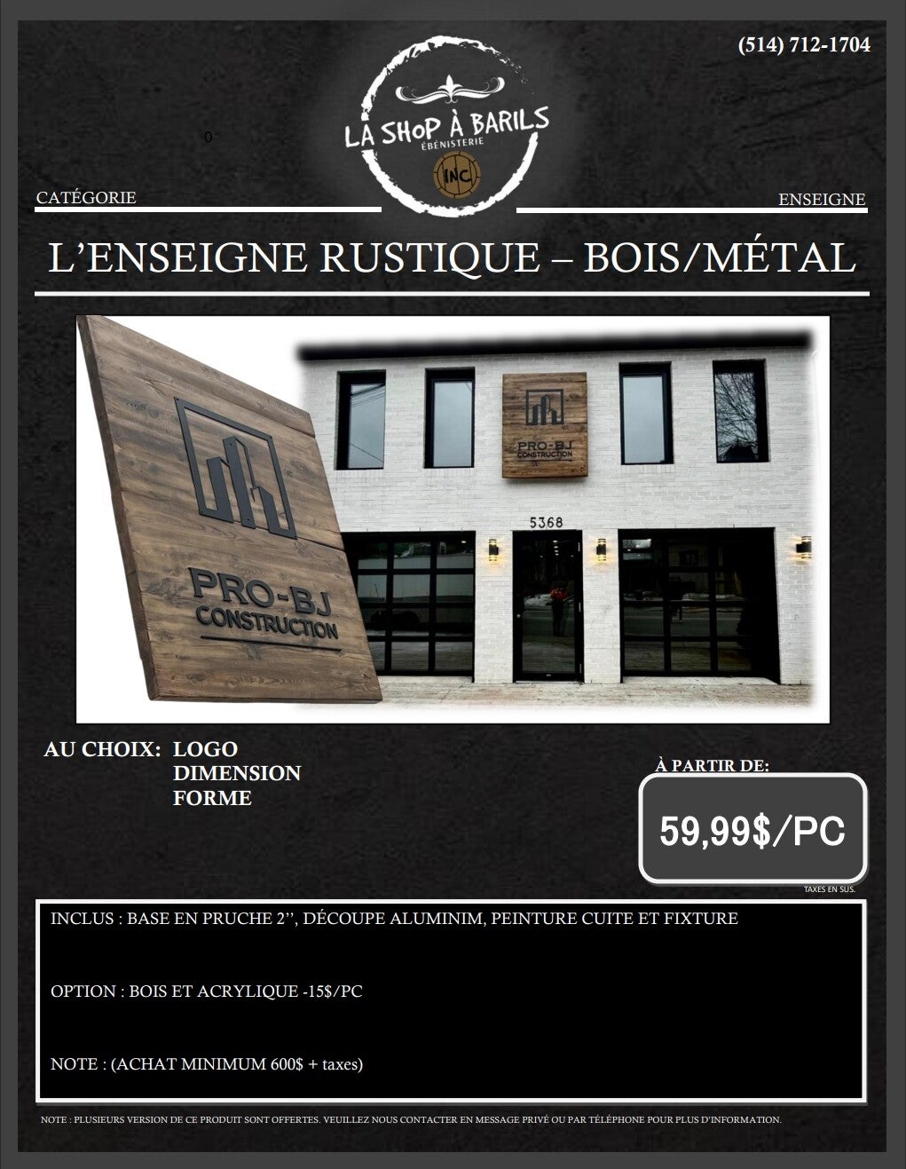 L'ENSEIGNE RUSTIQUE - BOIS/MÉTAL