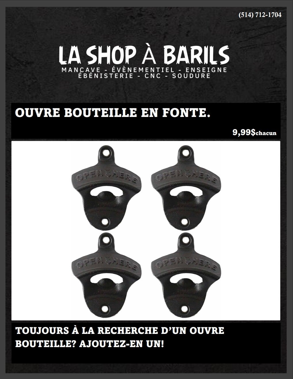 OUVRE BOUTEILLE EN FONTE