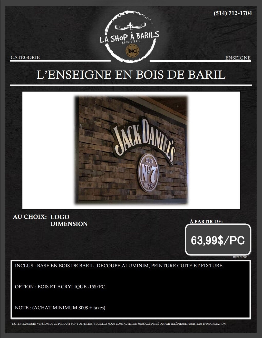 L'ENSEIGNE EN BOIS DE BARILS