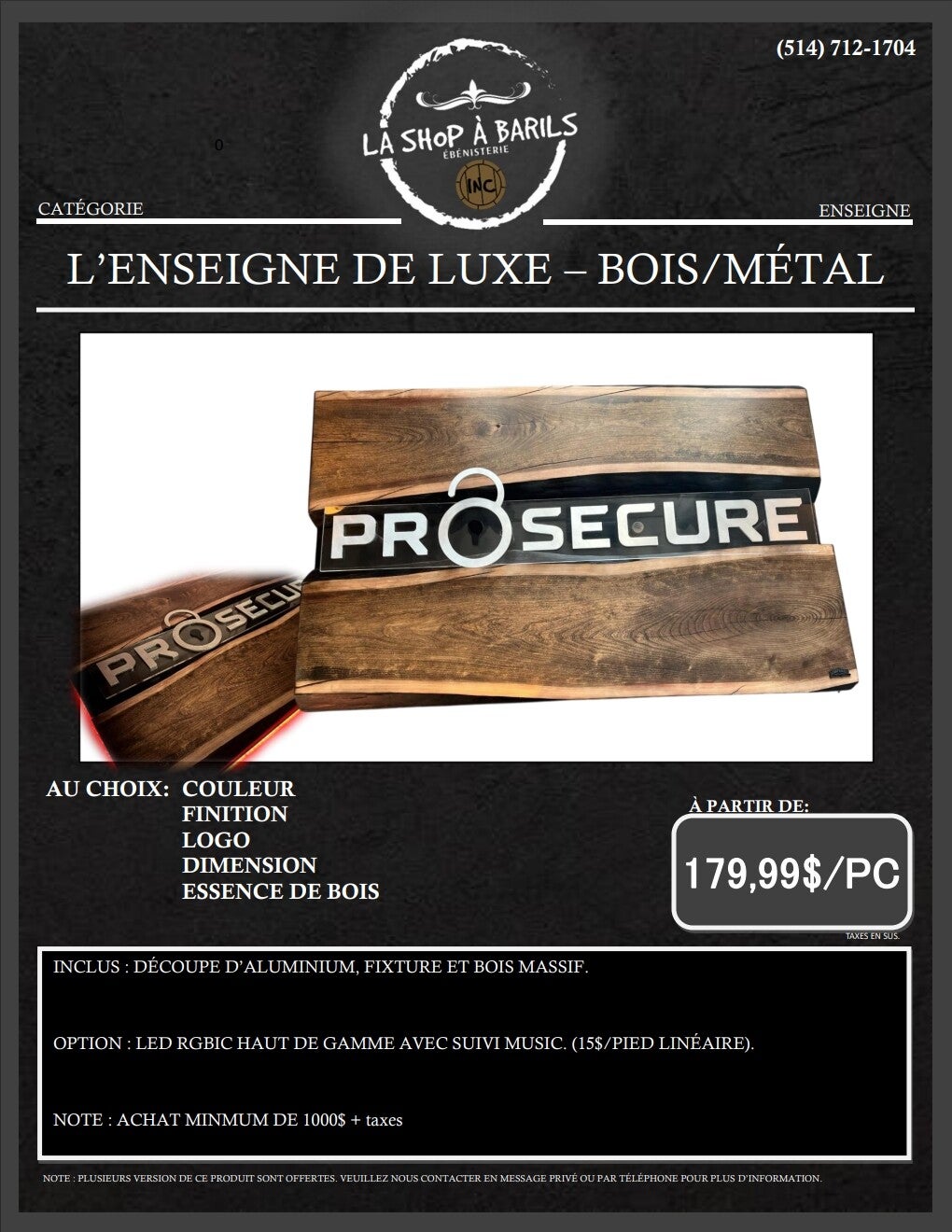 L'ENSEIGNE DE LUXE - BOIS/MÉTAL