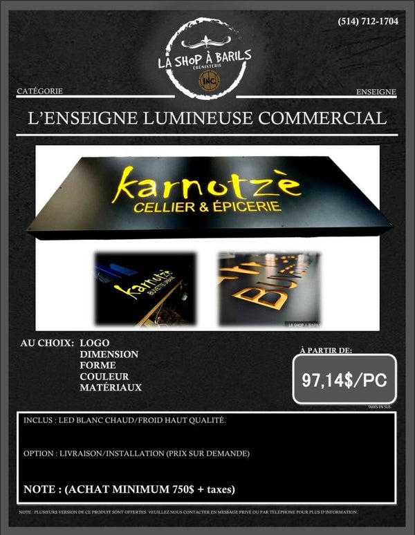 L'ENSEIGNE LUMINEUSE COMMERCIAL