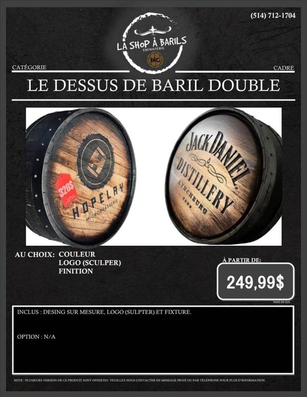 LE DESSUS DE BARIL DOUBLE