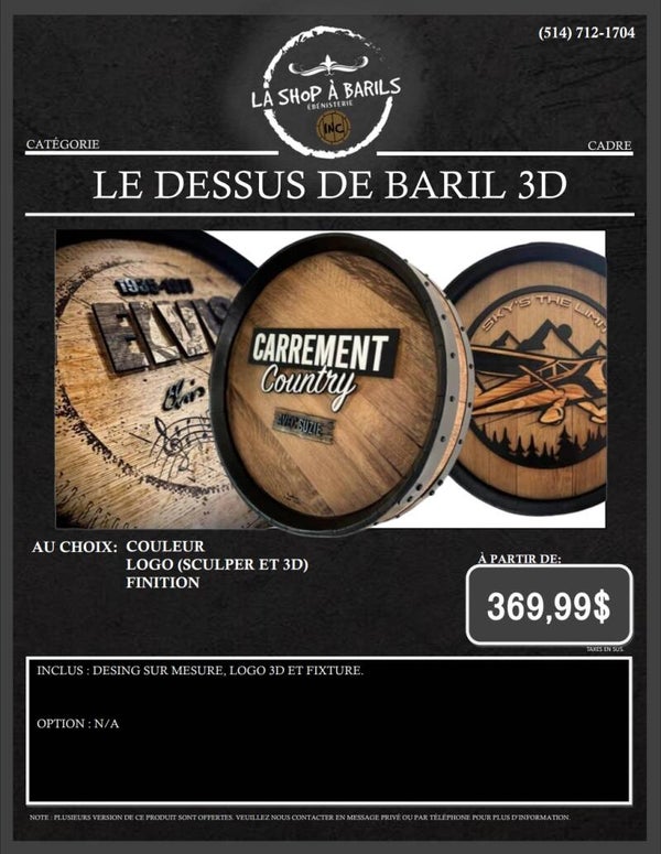 LE DESSUS DE BARIL 3D