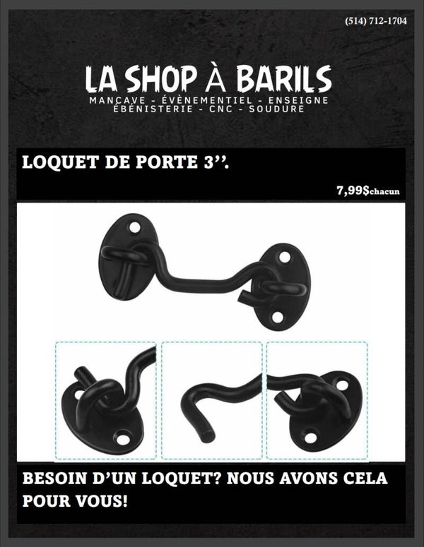 LOCKET DE PORTE 3''