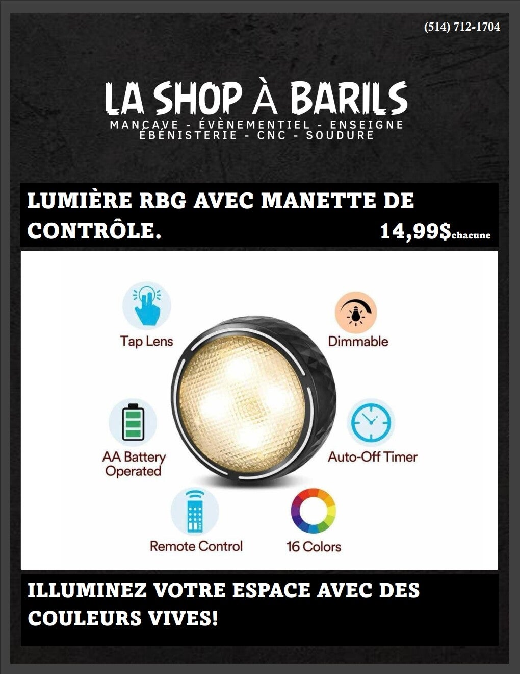 LUMIÈRE RGB AVEC MANETTE DE CONTRÔLE