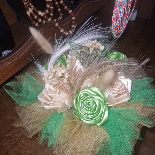 bouquet vert et champagne