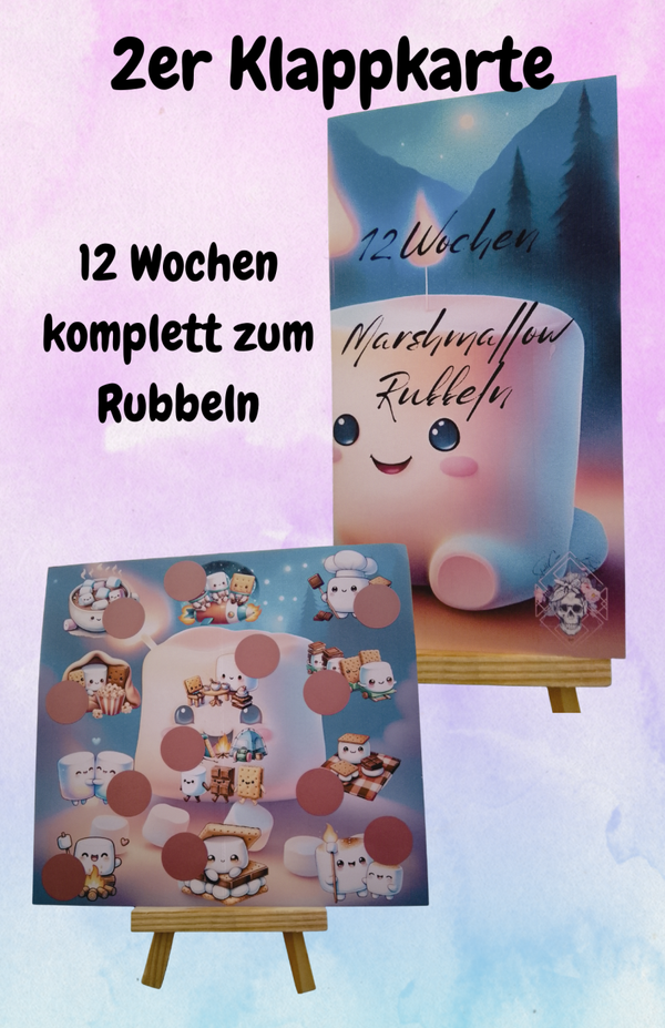 12 Wochen Marshmallow Rubbeln 2er Klappkarte Artikelnummer 0122
