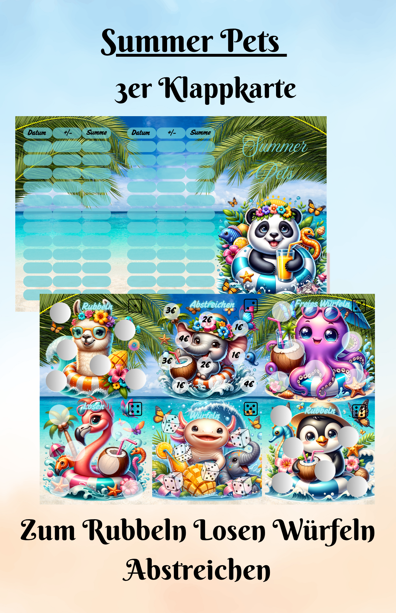 Summer Pets 3er Klappkarte Artikelnummer 0043