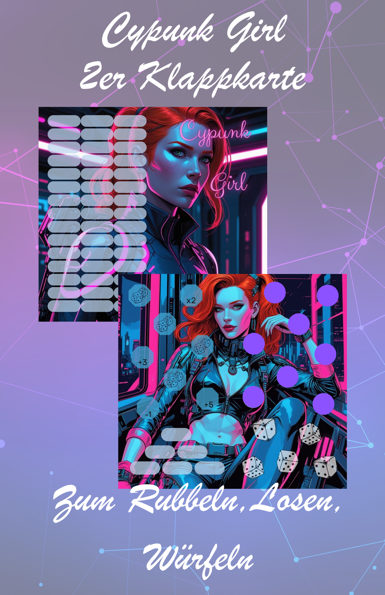 Cypunk Girl 2er Klappkarte Artikelnummer 0006