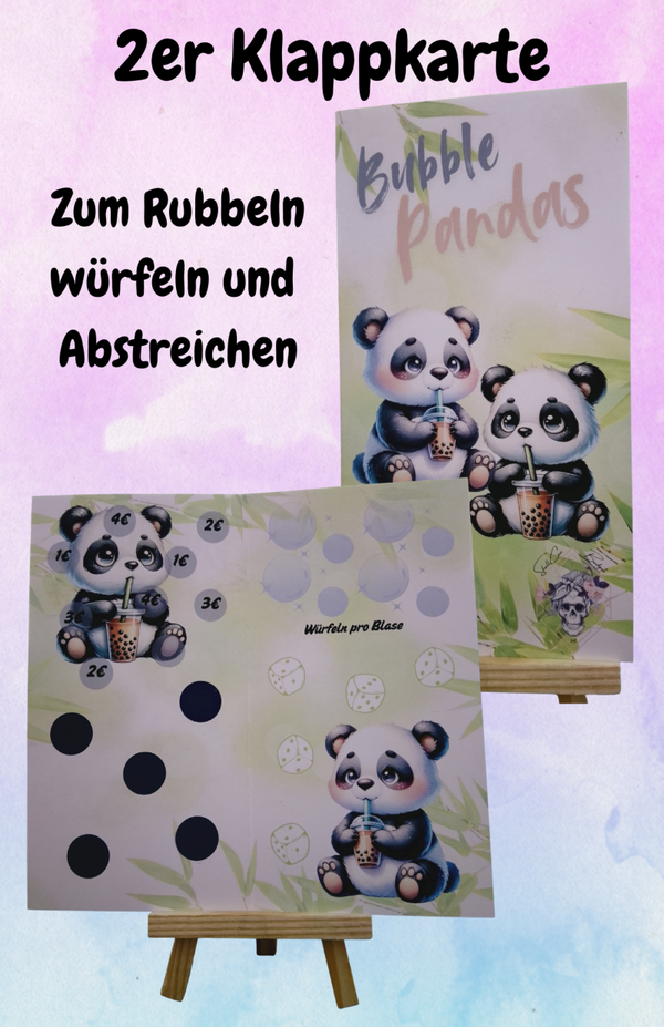 Bubble Pandas 2er Klappkarte Artikelnummer 0116