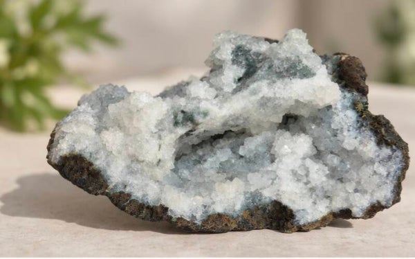 Apofyliet op Chalcedoon Cluster uit India
