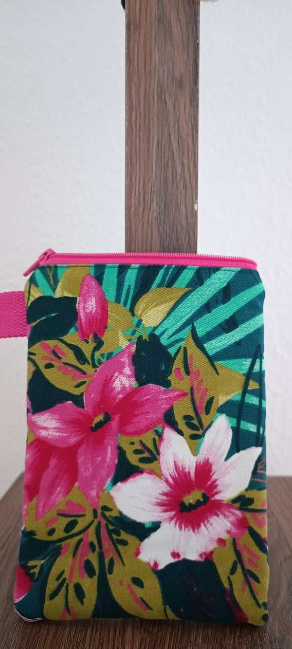 6126 - Tasche "Tropical Flower pink/grün" (klein)