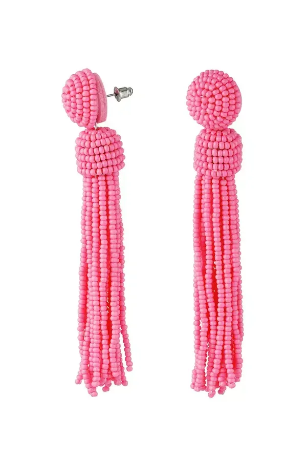 Earrings beaded tassel Light Pink