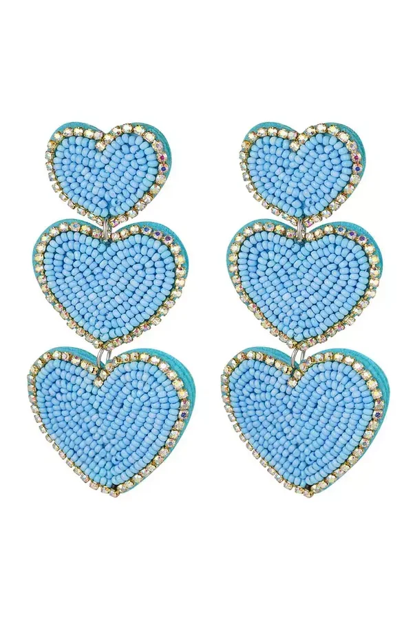Earrings beads heart Blue