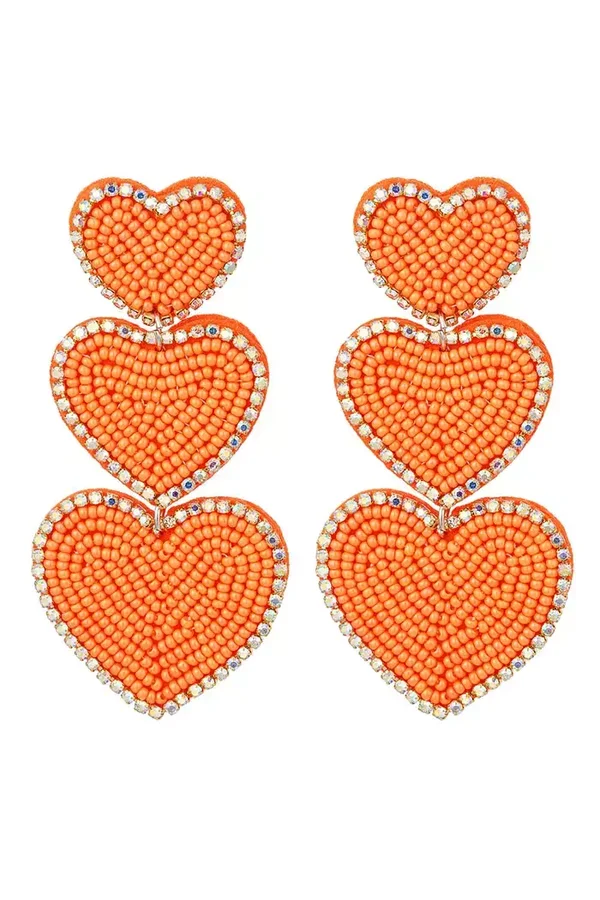Earrings beads heart Orange
